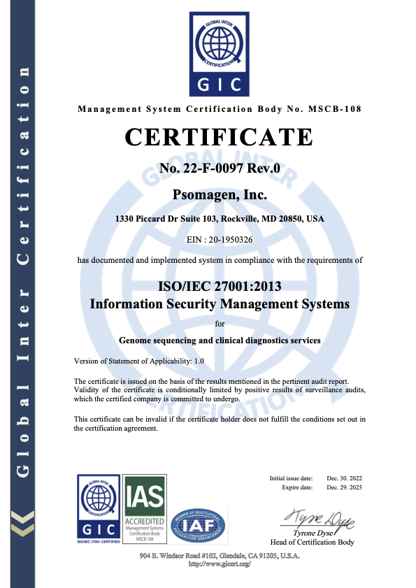 Psomagen ISO 27001
